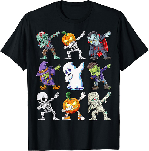 Dabbing Halloween Boys Skeleton Zombie Scary Pumpkin Mummy T-Shirt