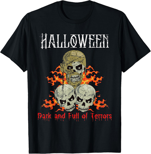 Dark Halloween Zombie Skull Horror Occult Gothic Distressed T-Shirt