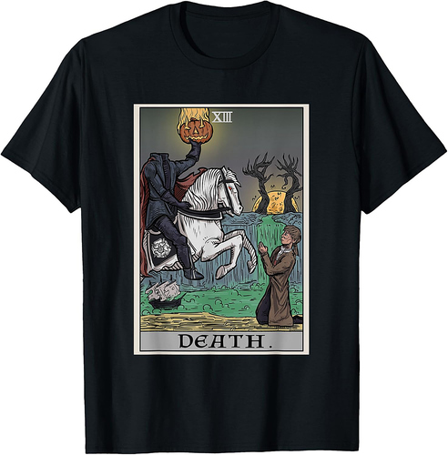 Death Tarot Card Headless Horseman Halloween Spooky Gothic T-Shirt