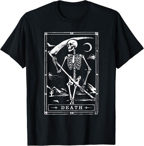 Death Tarot Card Shirt Goth Skeleton Grim Reaper Halloween T-Shirt