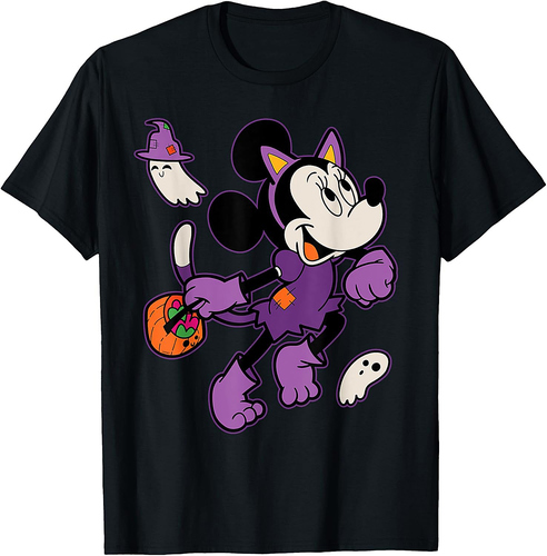 Disney Minnie Mouse in Cat Costume Spooky Cute Halloween Men Women Kids T-Shirt