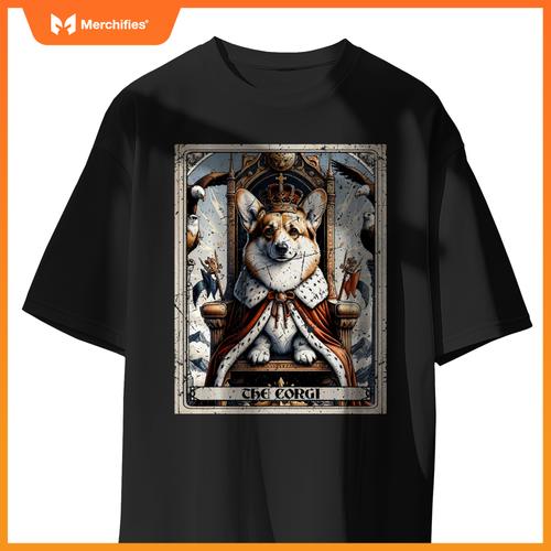 Dog Tarot Card Emperor Empress King Queen Crown Corgi T-Shirt