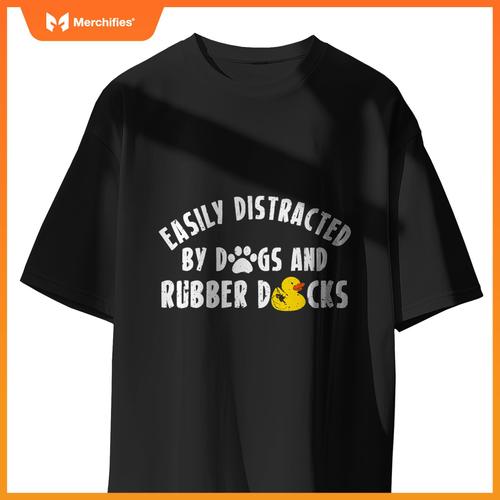 Easily Distracted By Dogs And Rubber Duck Bath Duck T-Shirt