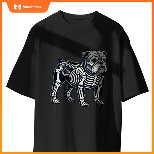 English Bulldog Dog Skeleton Halloween T-Shirt