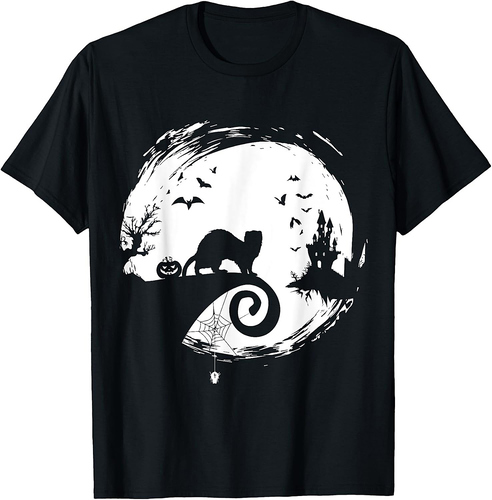 Ferret Halloween Costume Moon Silhouette Creepy Horror T-Shirt