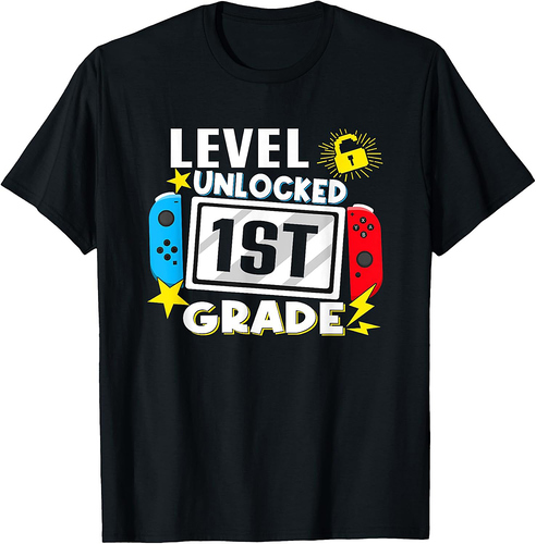 First Day Of 1st Grade Level Unlocked Game Back To School T-Shirt