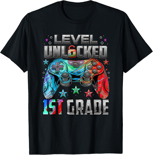 First Day Of 1st Grade Level Unlocked Game Back To School T-Shirt