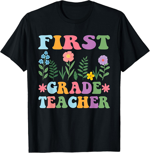 First Day Of 1st Grade Teacher Team Groovy Back To School T-Shirt