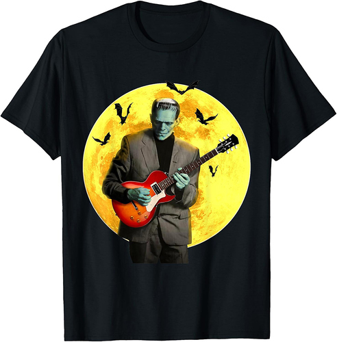 Frankenguitar Frankenstein Plays Electric Guitar Halloween T-Shirt