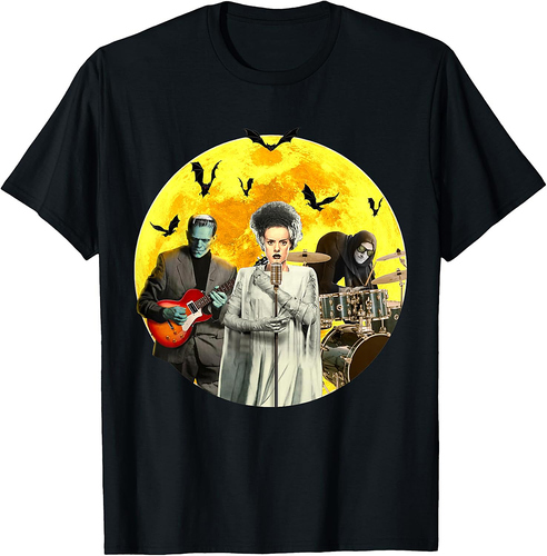 Frankenguitar Frankenstein With Bride & Igor Halloween Band T-Shirt
