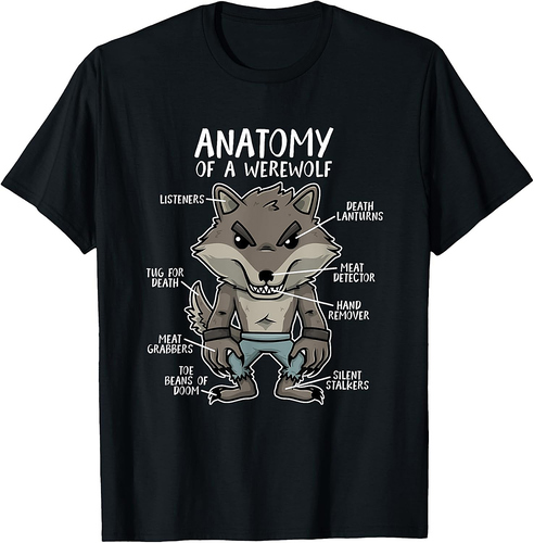 Funny Anatomy of a Werewolf Halloween T-Shirt