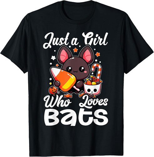 Funny Bat Just a Girl Who Loves Bats Lover Halloween T-Shirt