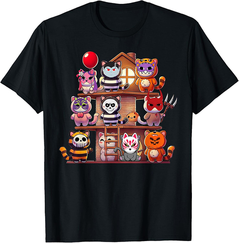 Funny Cat Horror Movies Halloween for Kitty Lovers T-Shirt