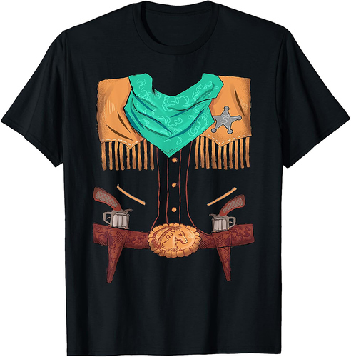 Funny Cowboy Western Halloween Costume Sheriff Vest Outfit T-Shirt
