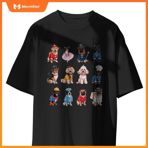 Funny Dogs in Diverse Careers Design for Dog Lovers T-Shirt