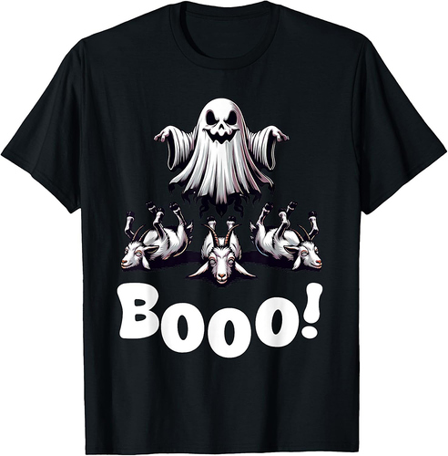 Funny Halloween Boo Ghost Spooky Goats T-Shirt