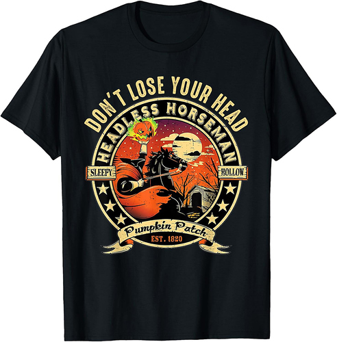 Funny Headless Horseman Urban Legend Halloween Pumpkin Patch T-Shirt