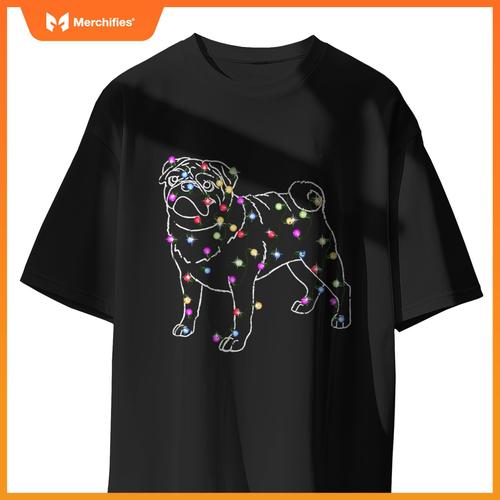 Funny Pug Light Christmas Dogs Pet Animal Dog Gifts T-Shirt