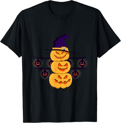Funny and Scary Halloween Pumpkins Snowman Gift T-Shirt