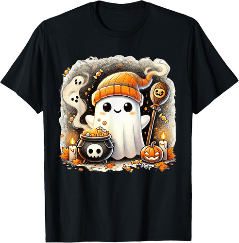 Ghost Halloween Cute Ghost Trick or Treat Candy Kids Women T-Shirt