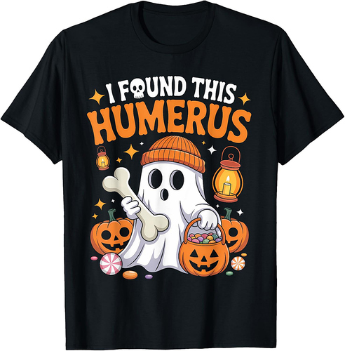 Ghost I Found This Humerus Funny Halloween Skeleton Women T-Shirt