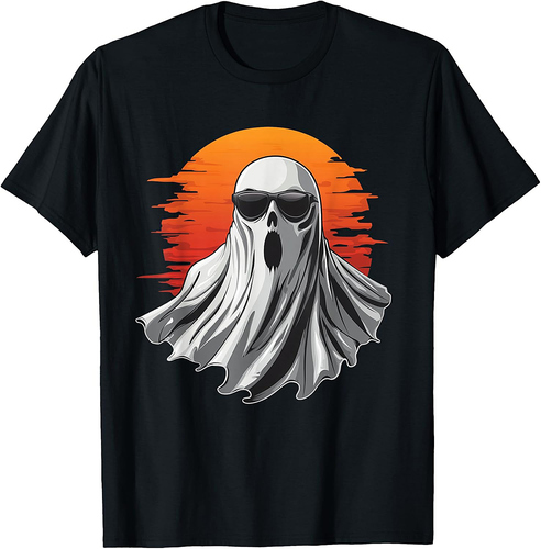 Ghost wearing Sunglasses Funny Halloween Graphic Costume T-Shirt
