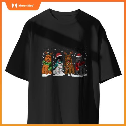 Goldendoodle Dogs Christmas Lights Golden Doodle Dog Xmas PJ T-Shirt
