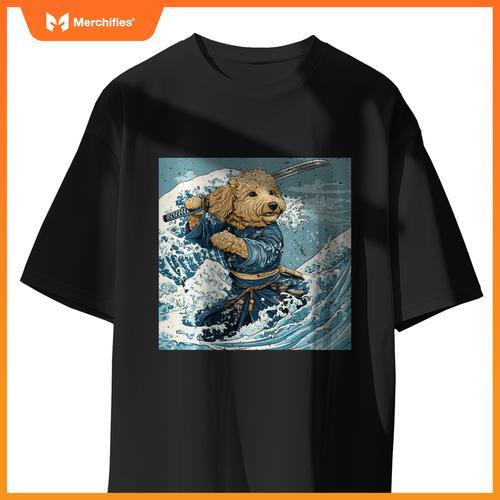 Goldendoodle Pet Dog Samurai Warrior Japanese Art Anime T-Shirt