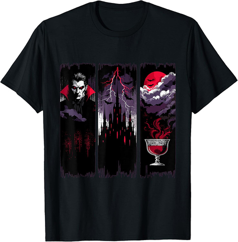 Gothic Vampire Castle Horror Halloween Night T-Shirt