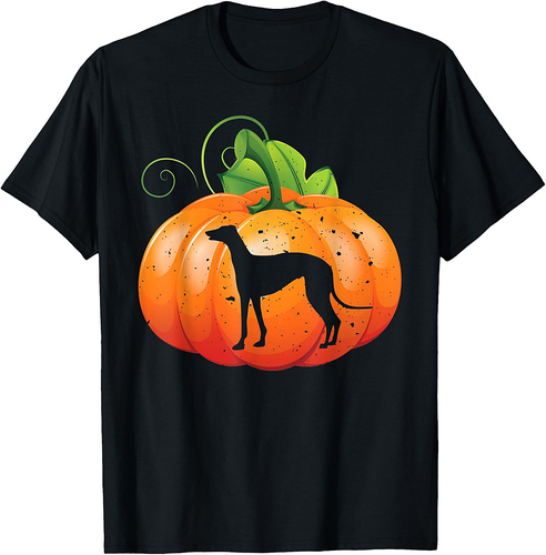 Greyhound Halloween Silhouette Pumpkin Image Dog Owners Gift T-Shirt