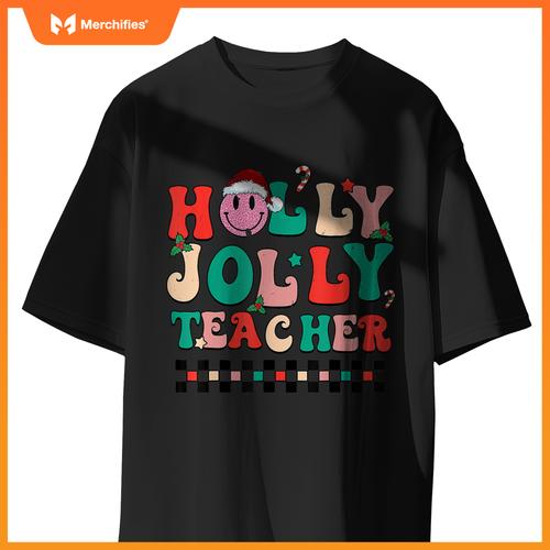 Groovy Retro Holly Xmas Jolly Teacher Christmas