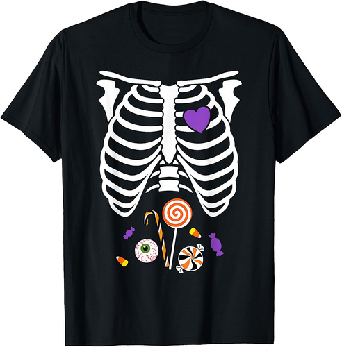 Halloween Candy Rib Cage X-Ray Funny Skeleton T-Shirt