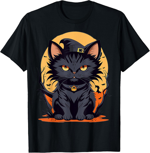 Halloween Cat Witch Cats Scary Cats T-Shirt