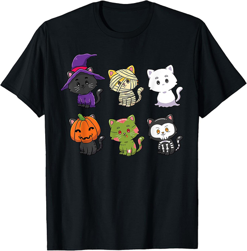 Halloween Cats Lover Gift Horror Cat Costume Spooky T-Shirt