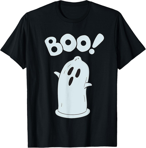 Halloween Condom Boo Ghost Spooky Ghost Face Easy Costume T-Shirt