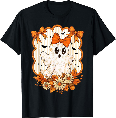 Halloween Ghost Spooky Season Autumn Fall Women Girls T-Shirt