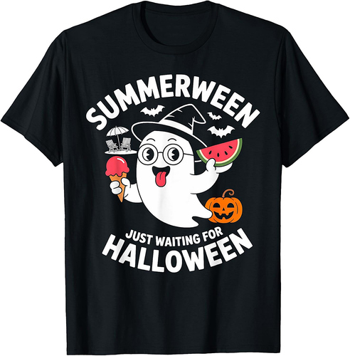 Halloween Ghost Summerween Pumpkin Ice Watermelon T-Shirt