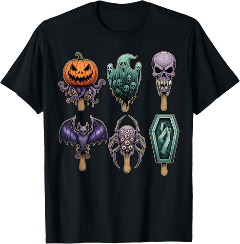 Halloween Horror Popsicle Graphic Zombie Mummy Ghost Skull T-Shirt