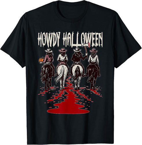 Halloween Howdy Cowgirl Western Southern Cowgirls Horse T-Shirt