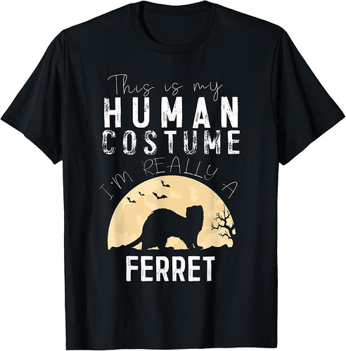 Halloween Human Costume Ferret Creepy Horror T-Shirt