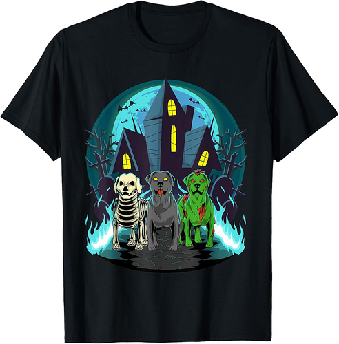 Halloween Labrador Retrievers Zombie Skeleton Black Lab Dog T-Shirt
