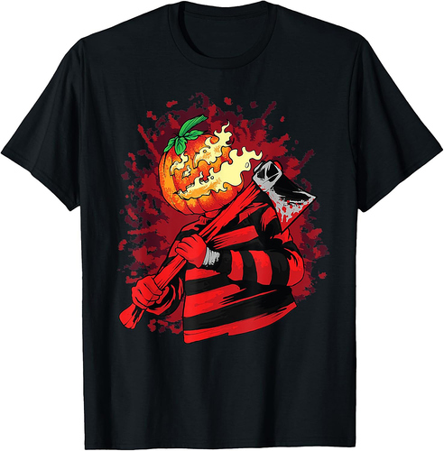 Halloween Pumpkin Head Axe Witch Scary Pumpkin Girls Boys T-Shirt