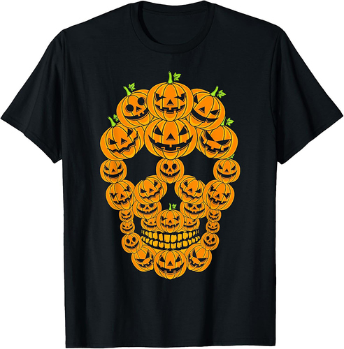 Halloween Pumpkin skull Spooky Pumpkin costume orange fall T-Shirt
