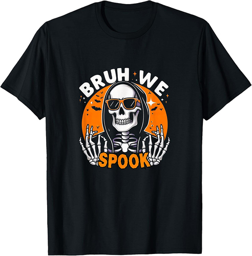 Halloween Shirt Boys Skeleton Bruh Halloween T-Shirt