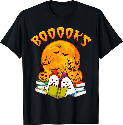 Halloween Shirt Funny Men BOOOOKS GHOST Book Gift Women T-Shirt