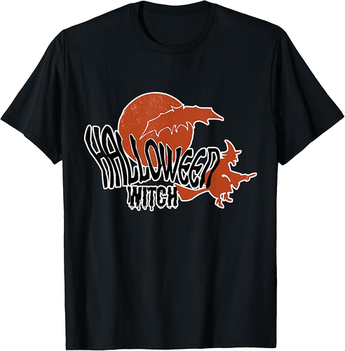 Halloween Witch with Bat - Witch Party on Halloween T-Shirt