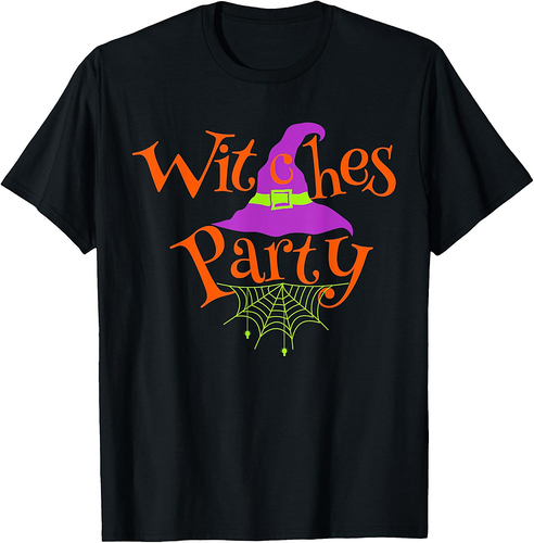 Halloween Witches Hat Party Spider Web Costume T-Shirt