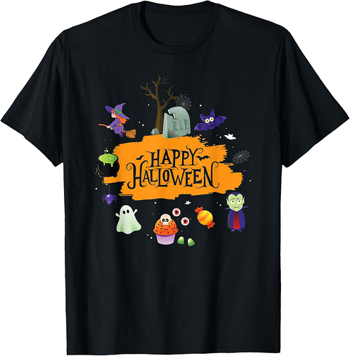Halloween creepy ghost zombie skeleton pumpkin design T-Shirt