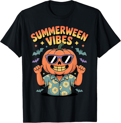 Halloween in summer, pumpkin, skeleton, summerween T-Shirt