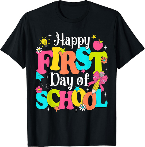 Happy First Day Of School Pencil Teacher Kids Back To School T-Shirt